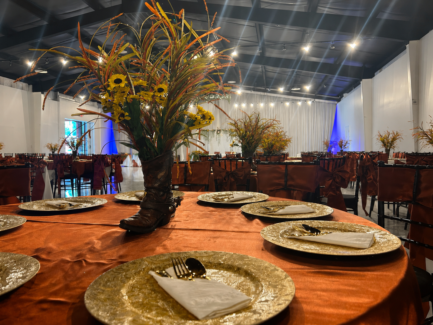Romantic wedding reception details at Morrison Grove Lexington NC